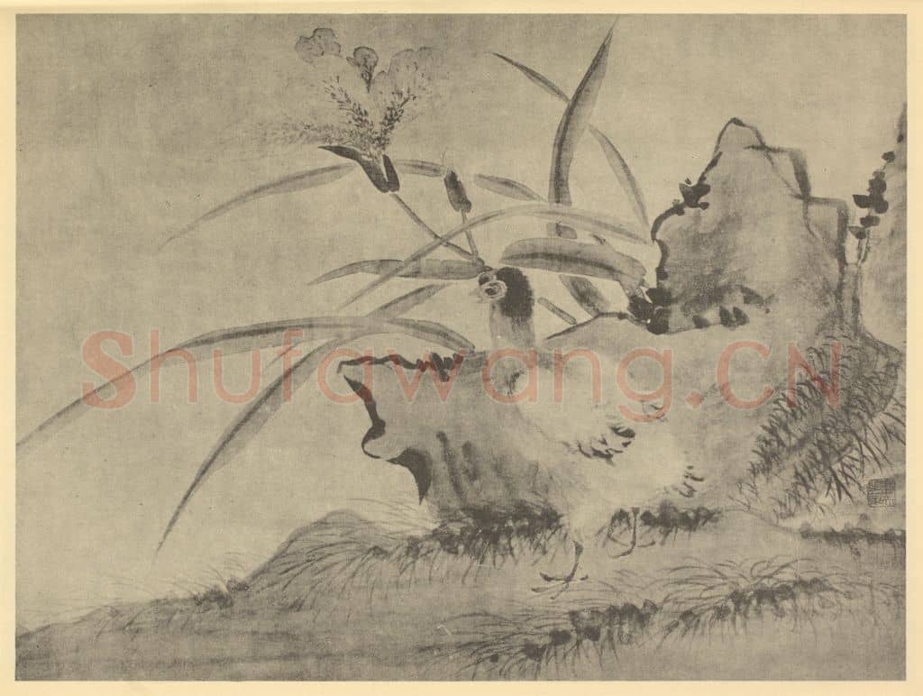 清 陆恢《小鸟图》国画作品