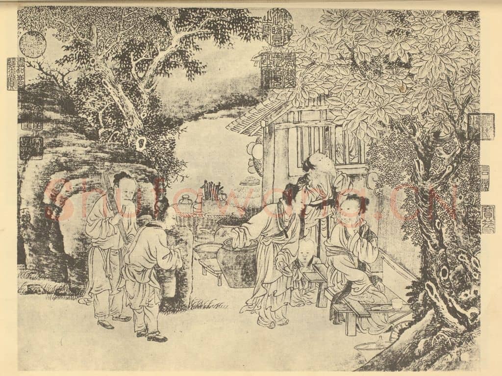 明 丁云鹏《曾母囓指图》国画作品