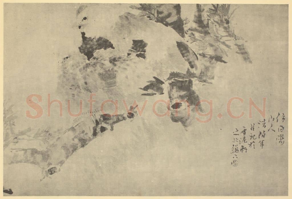 清 任颐《仿白阳花鸟》国画作品