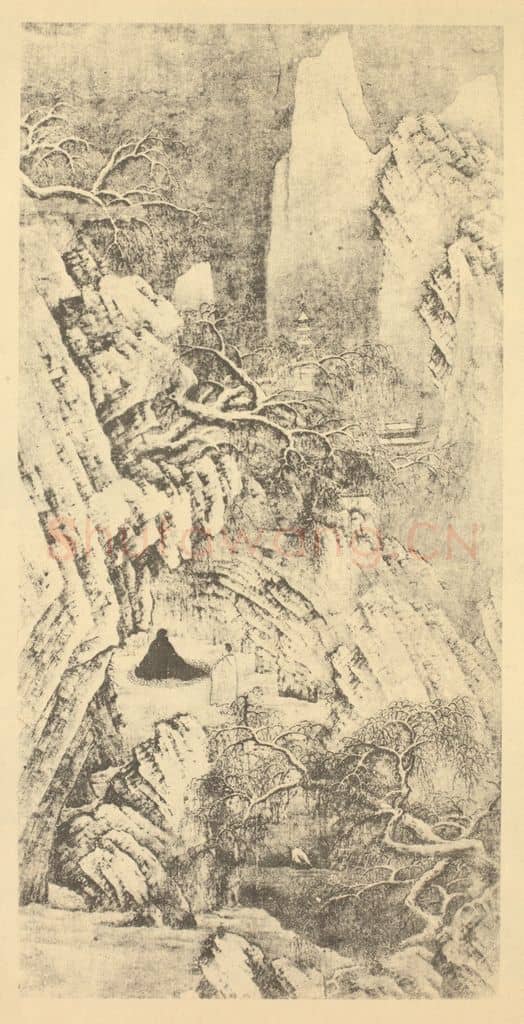元 元人《达磨面壁图》国画作品