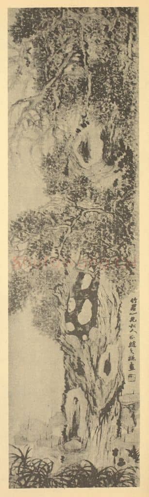 清 赵之谦《古柏图》国画作品