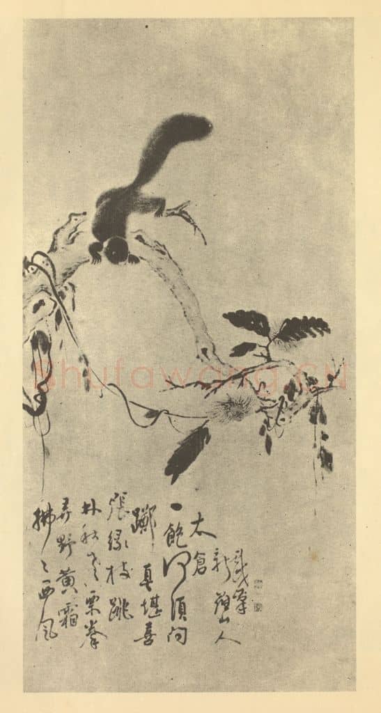 清 华岩《栗鼠图》国画作品