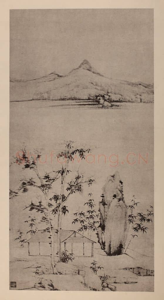 明 董其昌《摹倪瓒·山水》国画作品