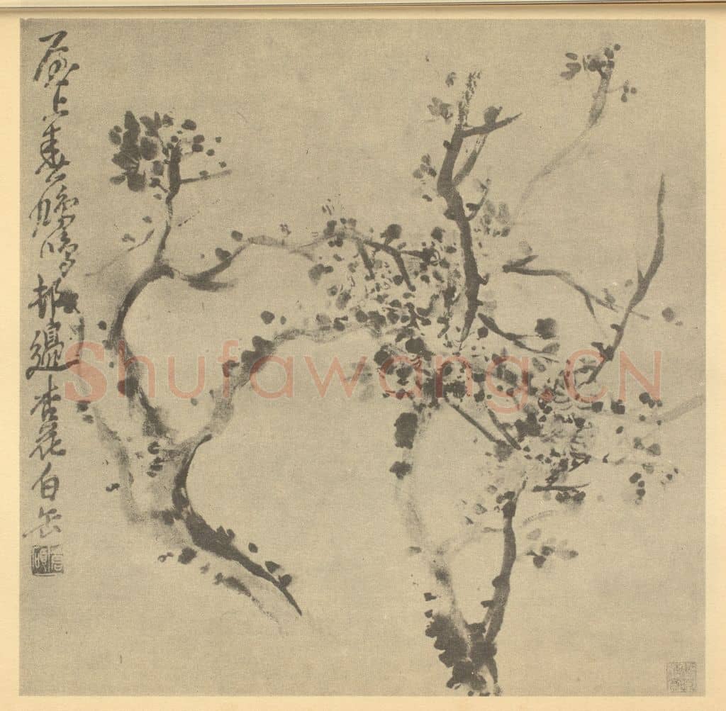 清 吴昌硕《杏花》国画作品