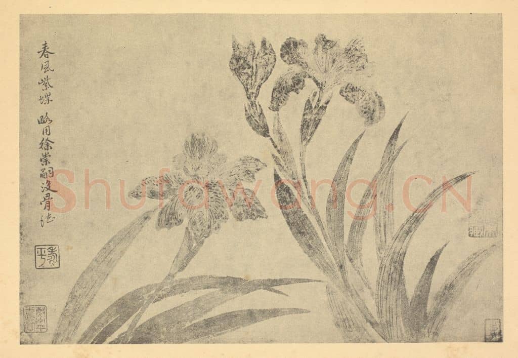 清 恽寿平《春风紫蝶》国画作品