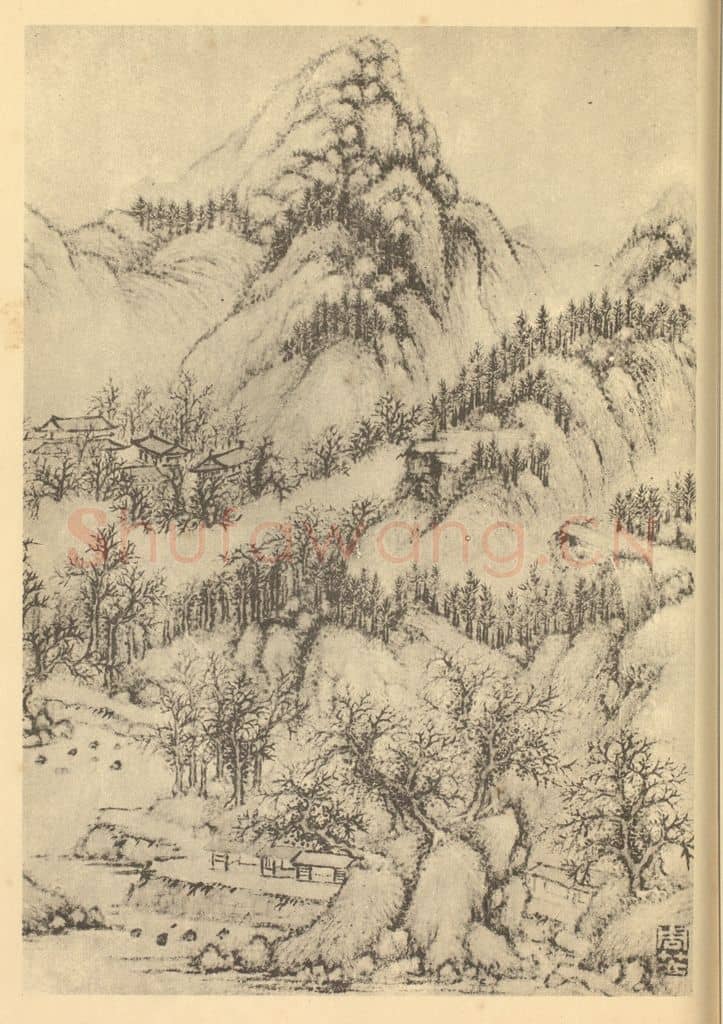 清 周笠《山水图(六)》国画作品