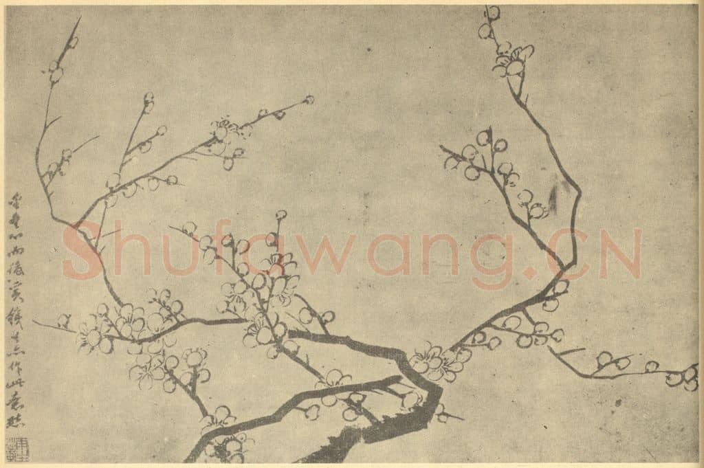清 汤贻汾《梅花》国画作品