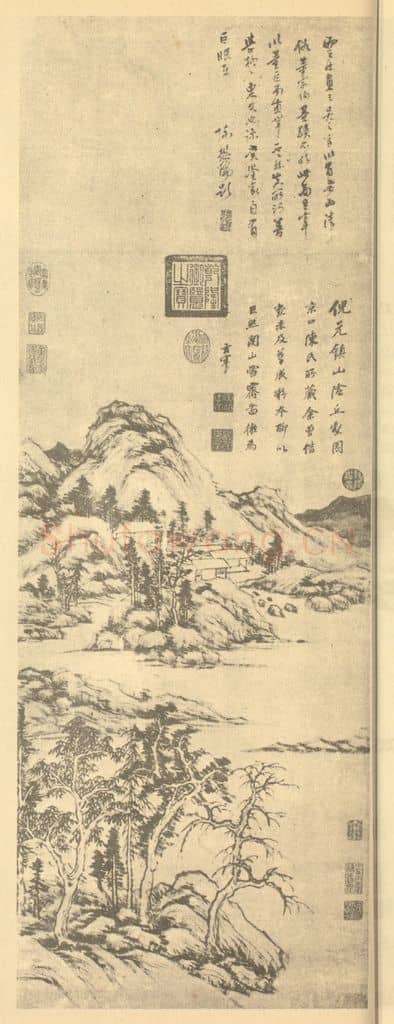 明 董其昌《仿倪瓒山阴丘壑图》国画作品