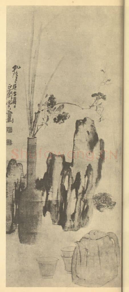 清 闵贞《夏花图》国画作品