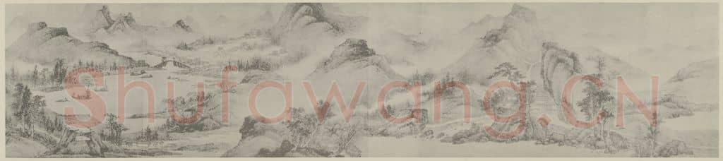 清 高简《仿江贯道山水卷(一)》国画作品