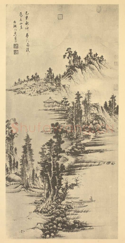 明 蓝瑛《山水》国画作品