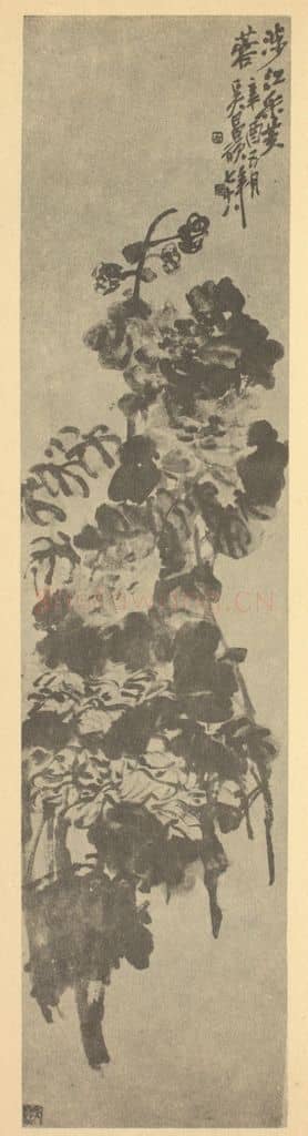 清 吴昌硕《芙蓉》国画作品