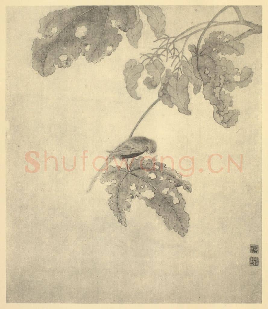清 邹一桂《花鸟图(二)》国画作品
