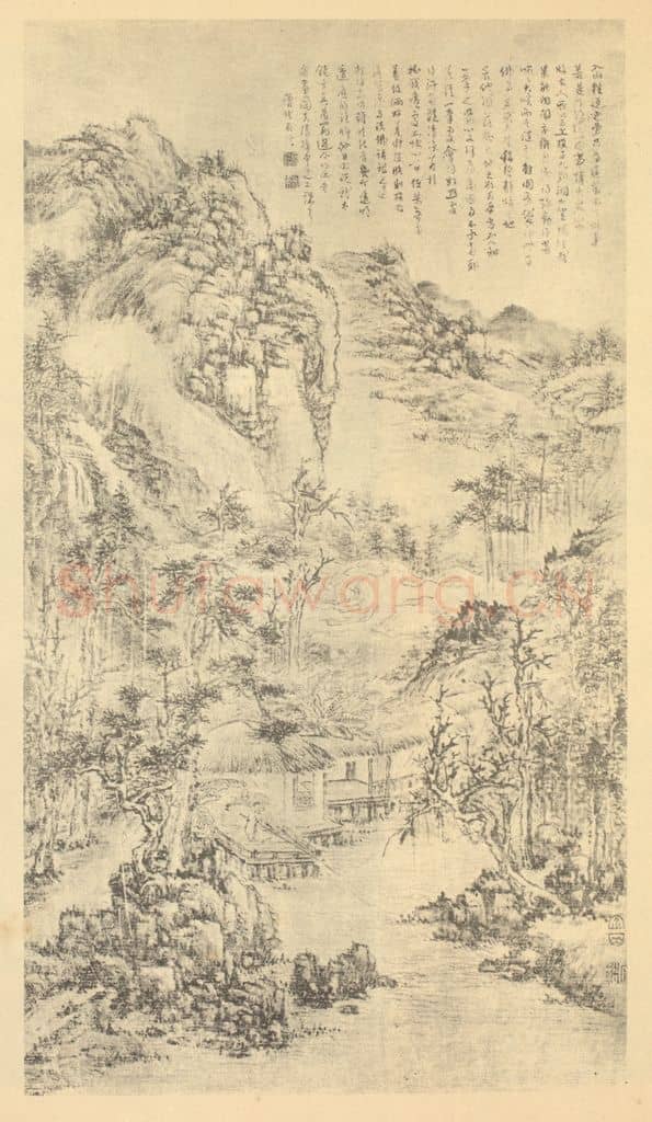 清 髡残《山水轴(四)》国画作品