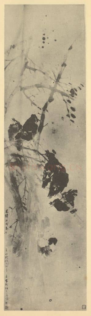 清 任颐《鸜鹆图》国画作品