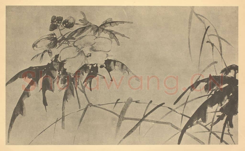 清 吴熙载《蜀葵图》国画作品
