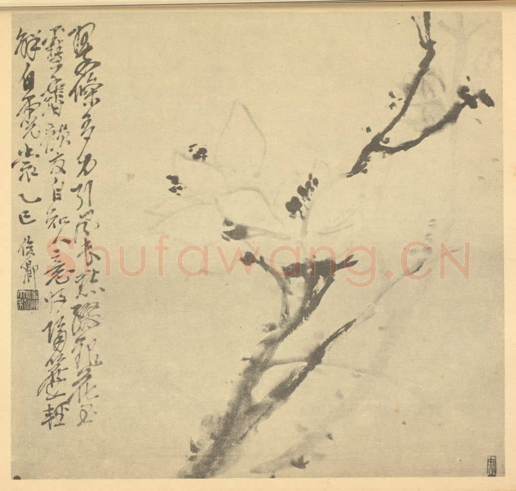 清 吴昌硕《玉兰》国画作品