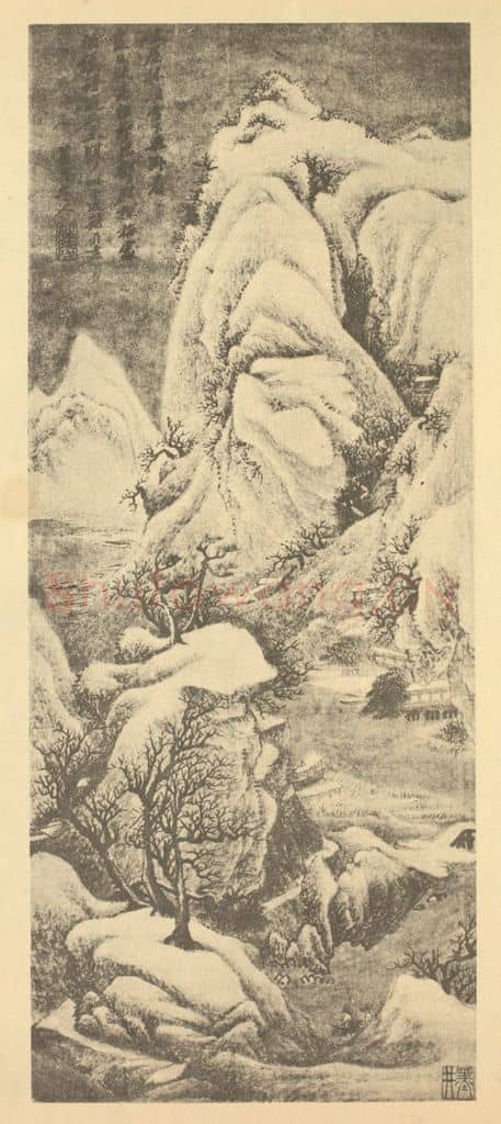 清 吴历《溪山密雪图》国画作品