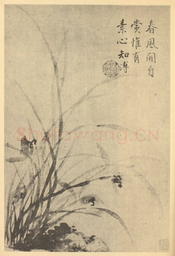清 蒋溥《兰石》国画作品