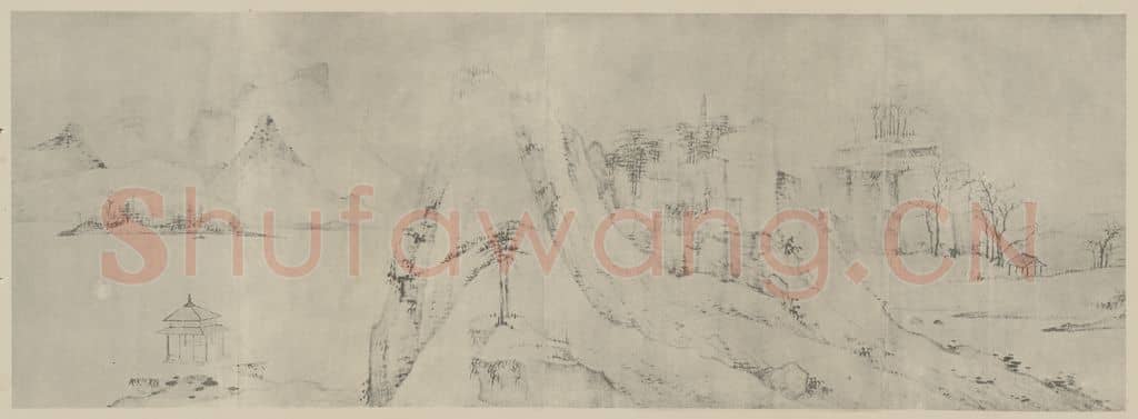 清 释弘仁《晓江风便图卷（二）》国画作品