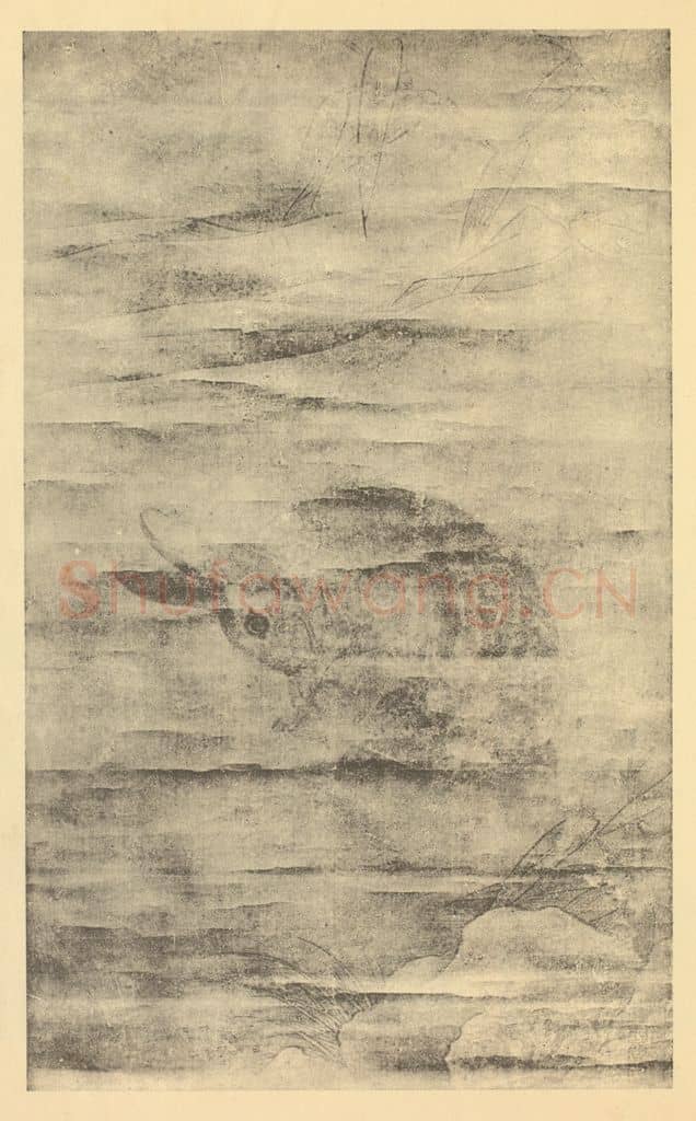 宋 崔白《蟾宫玉兔图》国画作品