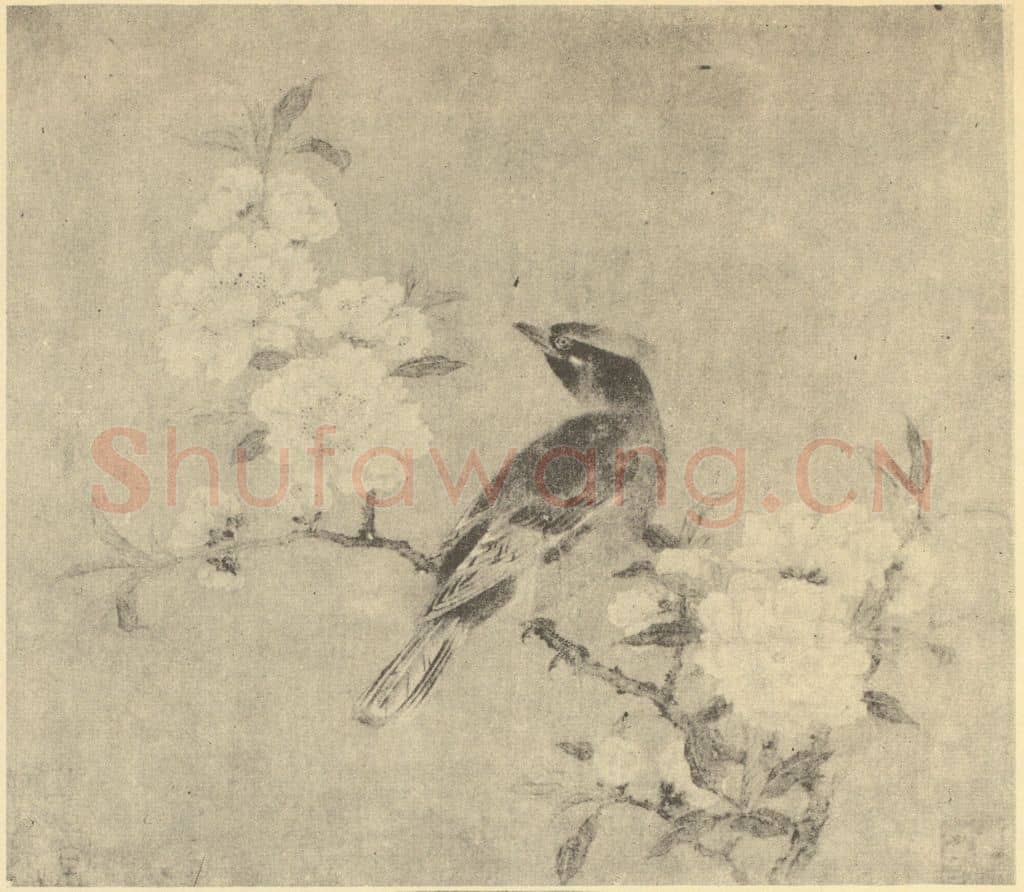 宋·辽 宋人《桃花山鸟吐》国画作品