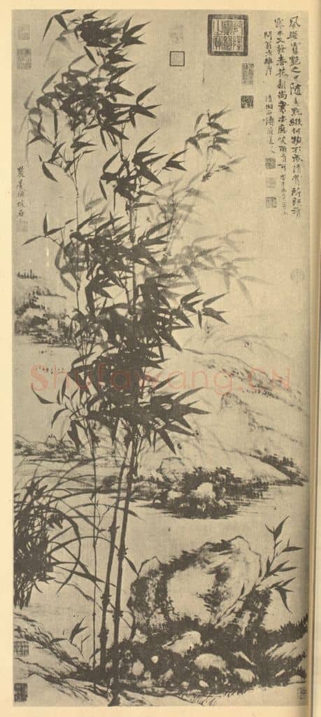 清 释道济《兰竹石》国画作品
