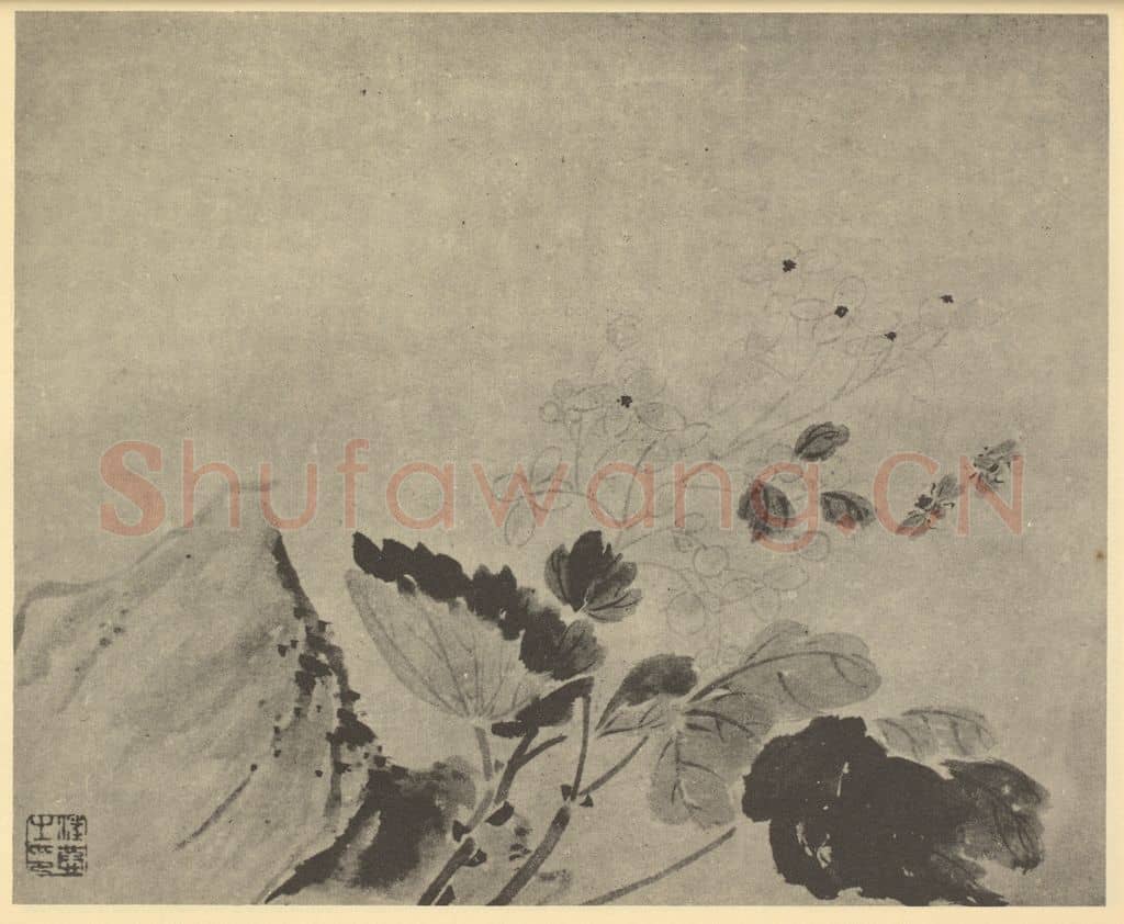 清 汪恭《草虫图》国画作品