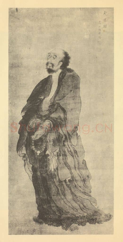 清 周璕《飞锡图》国画作品