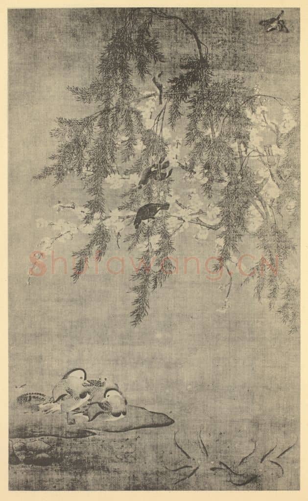 明 吕纪《春汀鸳央图》国画作品