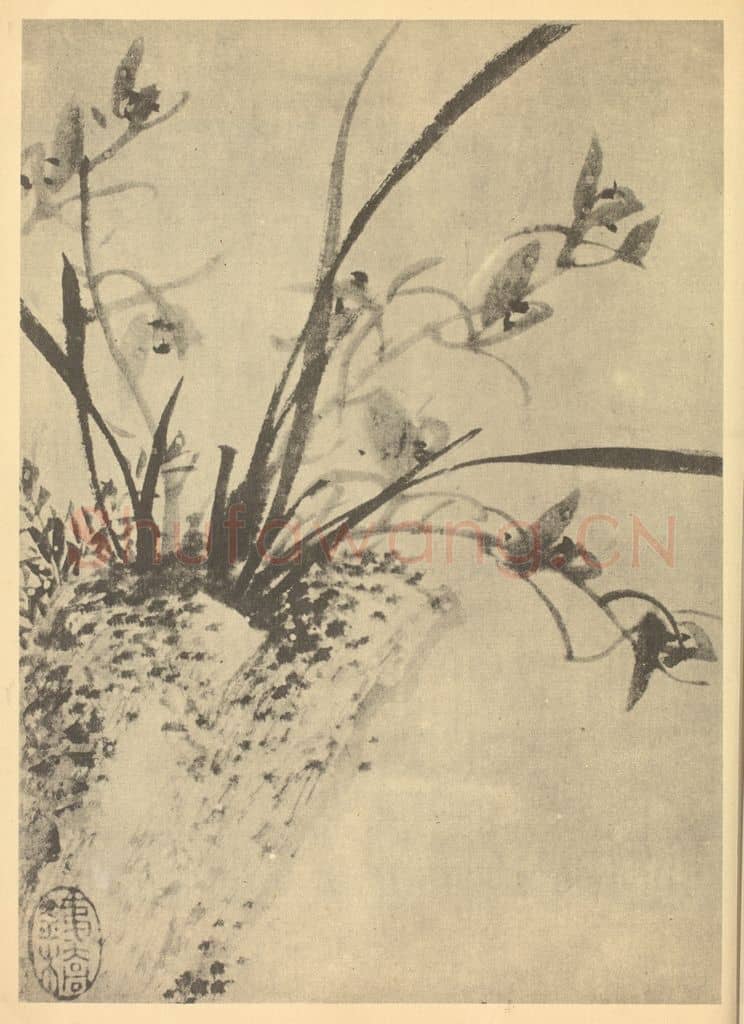 清 张穆《兰石》国画作品