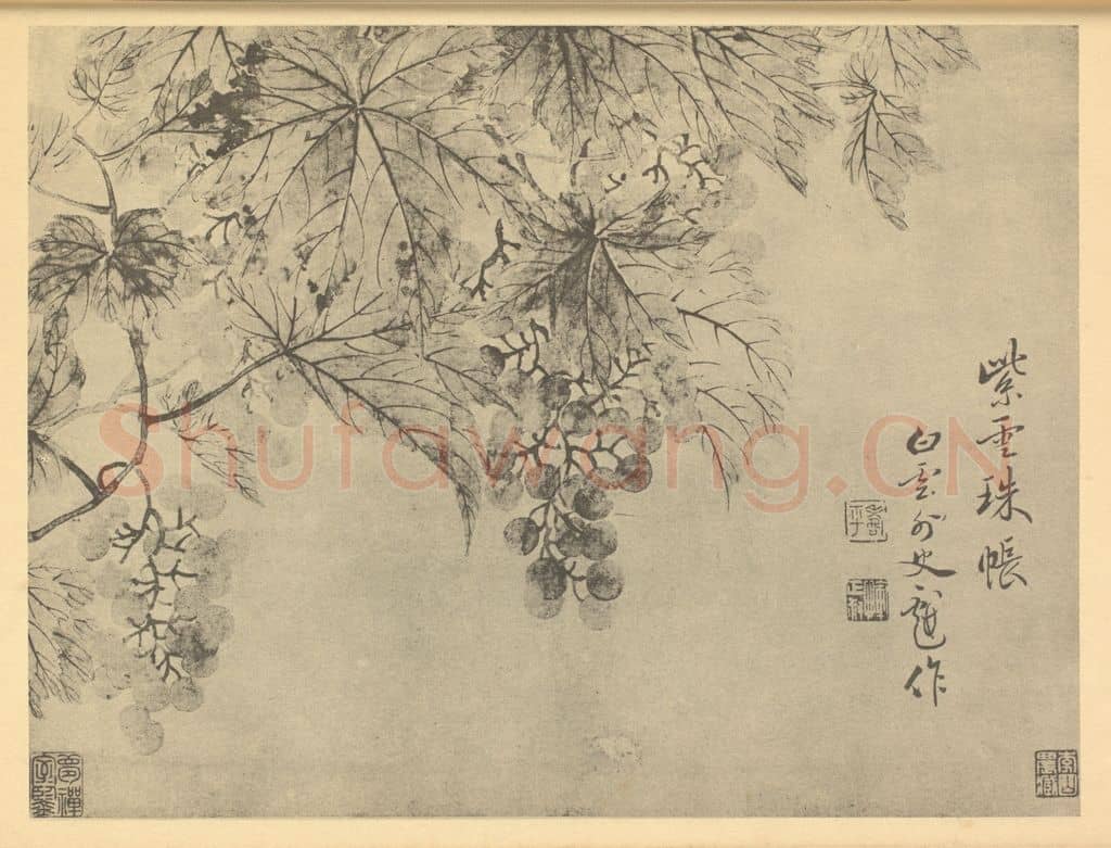 清 恽寿平《紫云珠帐》国画作品