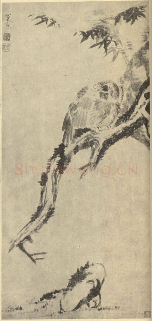 清 朱耷《苍鹰图》国画作品