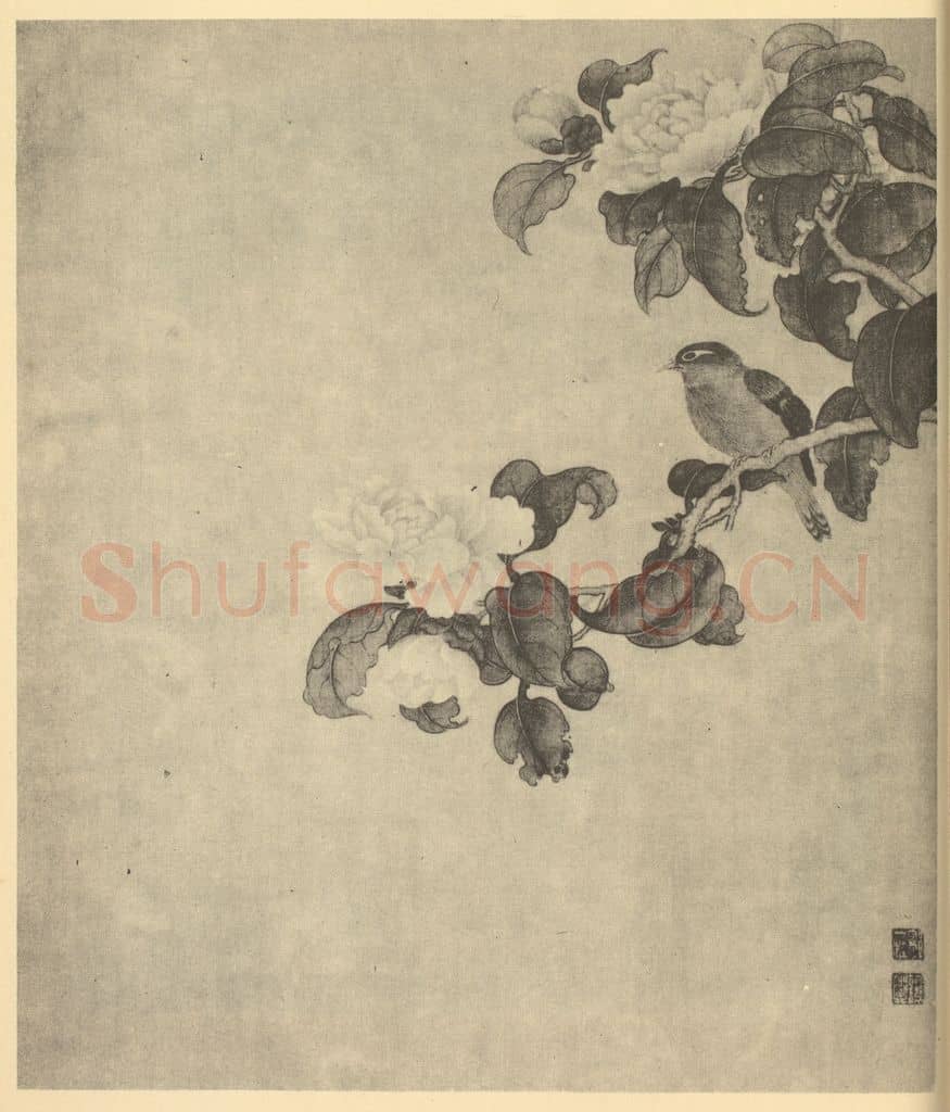 清 邹一桂《花鸟图(一)》国画作品