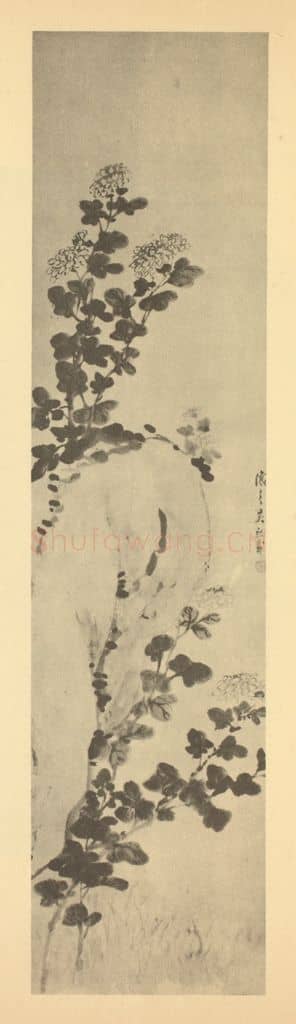 清 吴熙载《菊石》国画作品