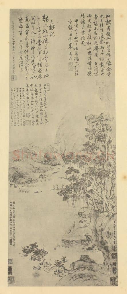 元 赵孟俯《山水轴(一)》国画作品