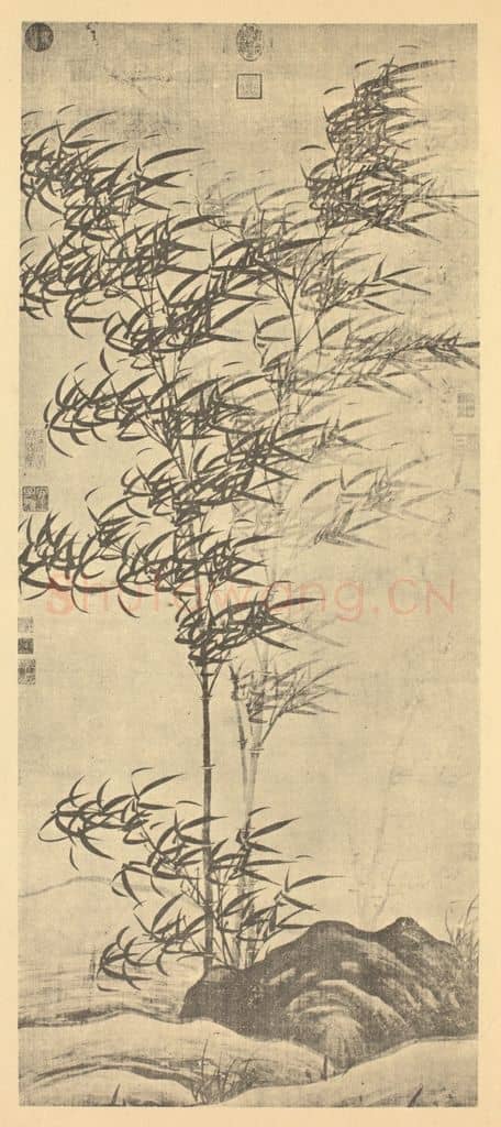 元 顾安《竹石》国画作品