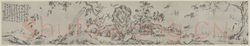 清 道济《摹宋刻丝众爵齐鸣图卷（二）》国画作品