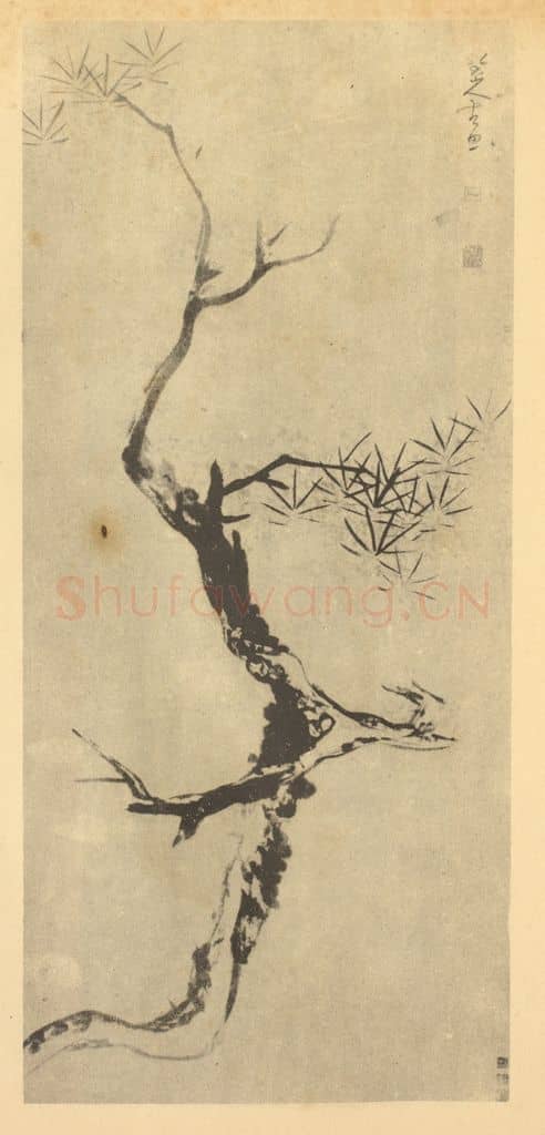 清 朱耷《画松》国画作品
