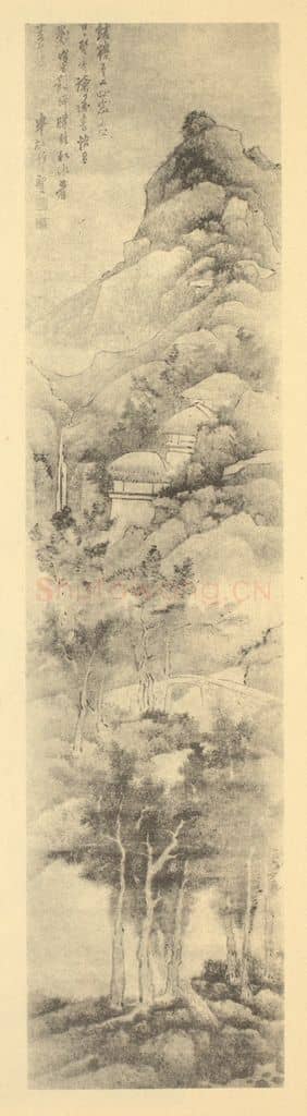 清 龚贤《山水轴（一）》国画作品