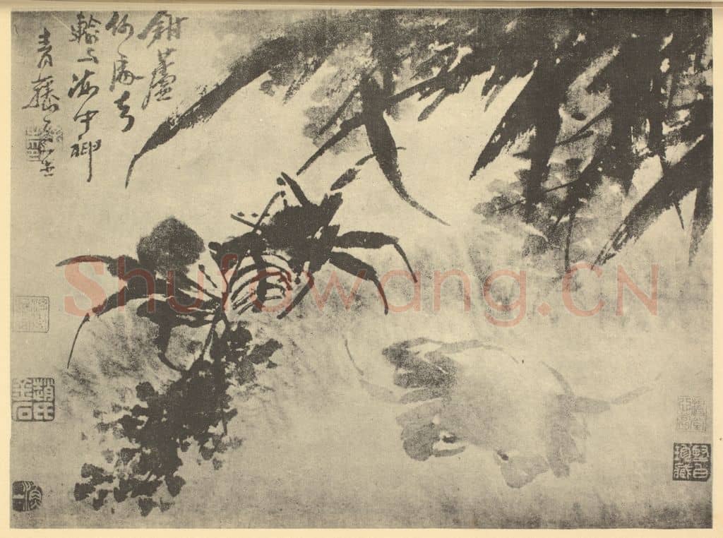 明 徐渭《芦蟹图》国画作品