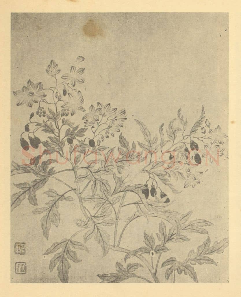清 恽寿平《荷花图》国画作品