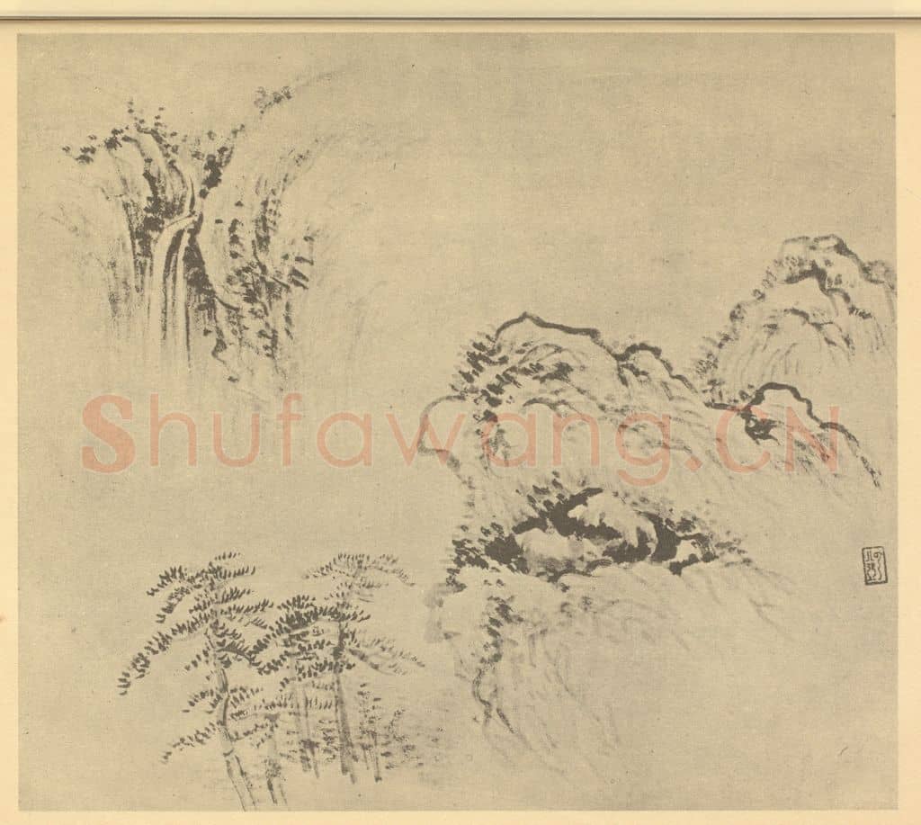 清 顾澐《山水图（二）》国画作品