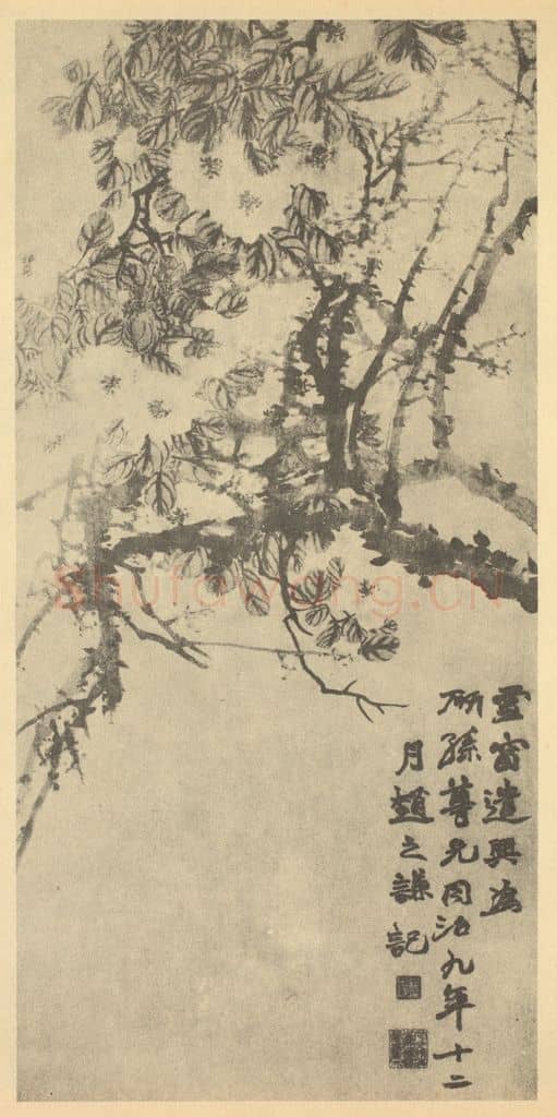 清 赵之谦《梅花·茶花》国画作品