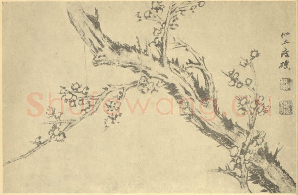 清 汤贻汾《梅花》国画作品