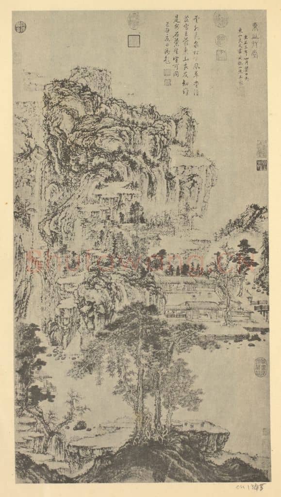 元 王蒙《山水轴(一)》国画作品