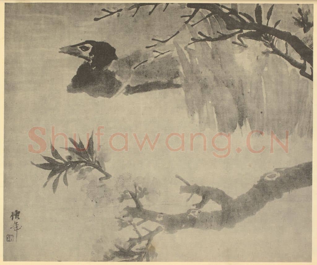 清 任颐《春渚独鳬图》国画作品