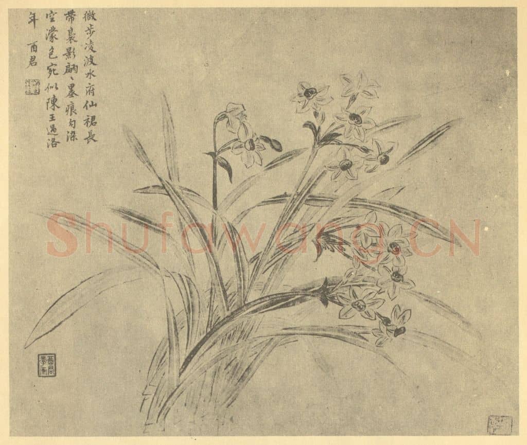 清 蒋廷锡《水仙》国画作品