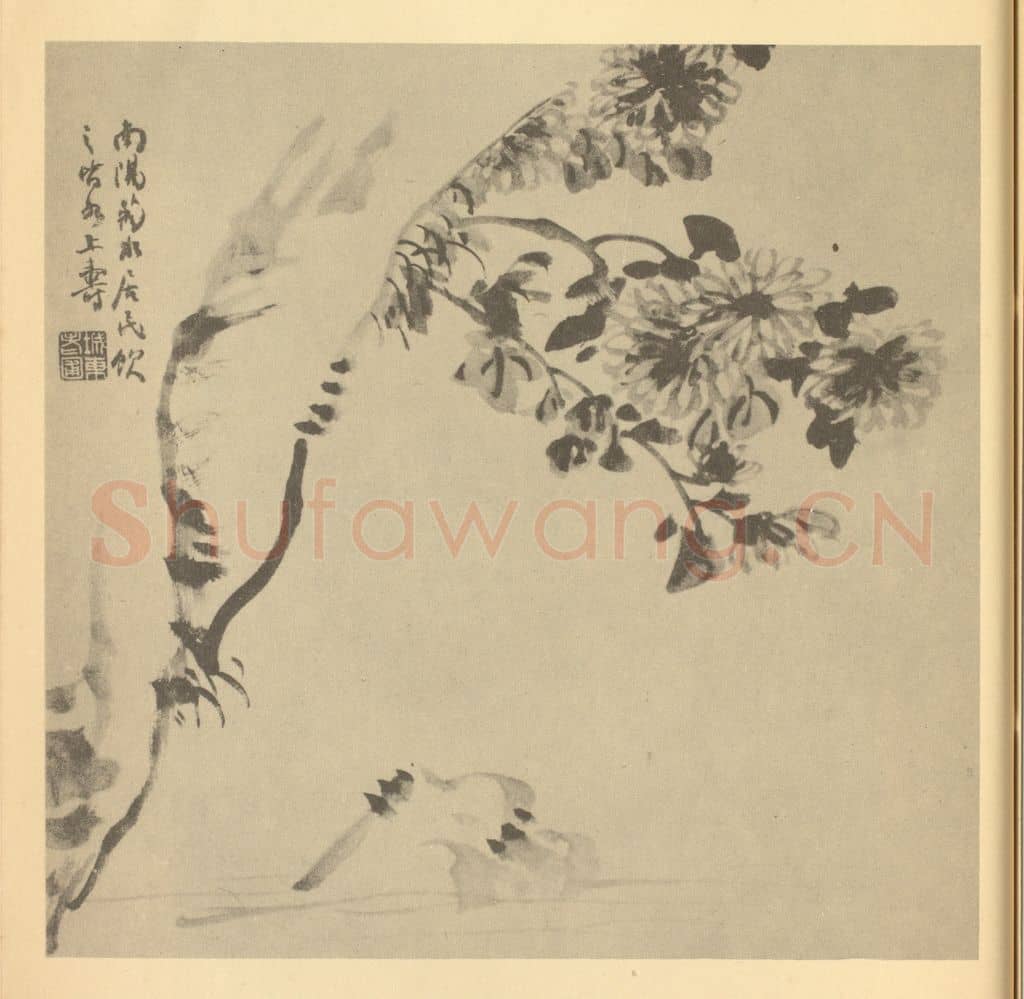 清 陈豪《菊石》国画作品