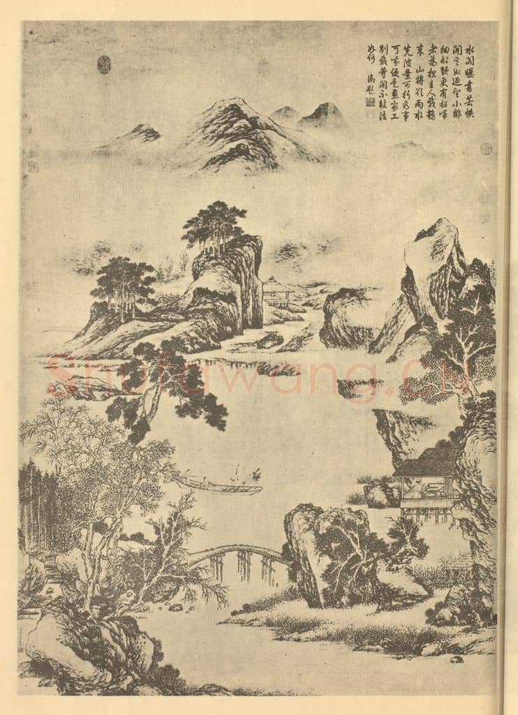 清 金廷标《山水图(一)》国画作品